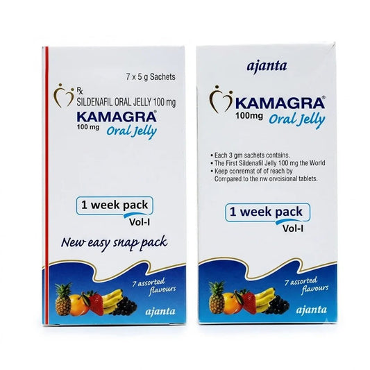 Kamagra Oral Jelly 100mg - 7 Assorted Flavors Weekly Pack - Married Life App